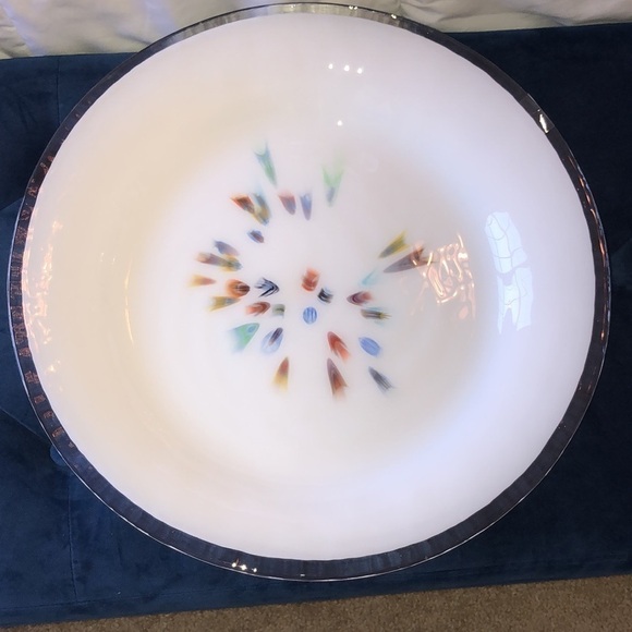 Decorative & Serving White Plate W/burst of colors - Picture 3 of 14